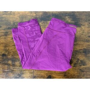 Lululemon Pace Perfect Magenta Purple Crop Leggings Zip Pocket Sz 10 Run Yoga